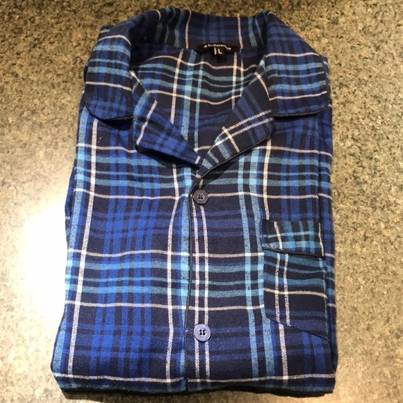 #followme Large blue plaid pajama top.  Button up long sleeve with pocket - Picture 9 of 9